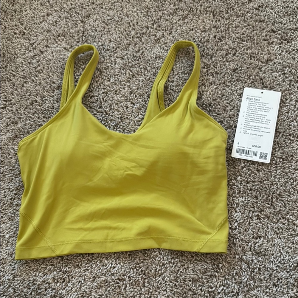 Lululemon Align Crop Tank Nulu 🍐 Yellow Pear Green Size 8 A/B Cup - Picture 3 of 9